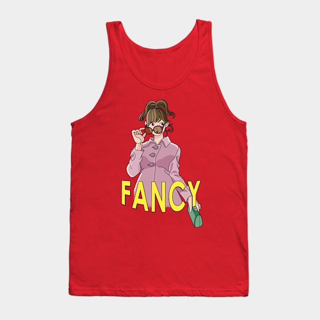 Fancy Girl! Cartoony Girl Tank Top by PopCycle